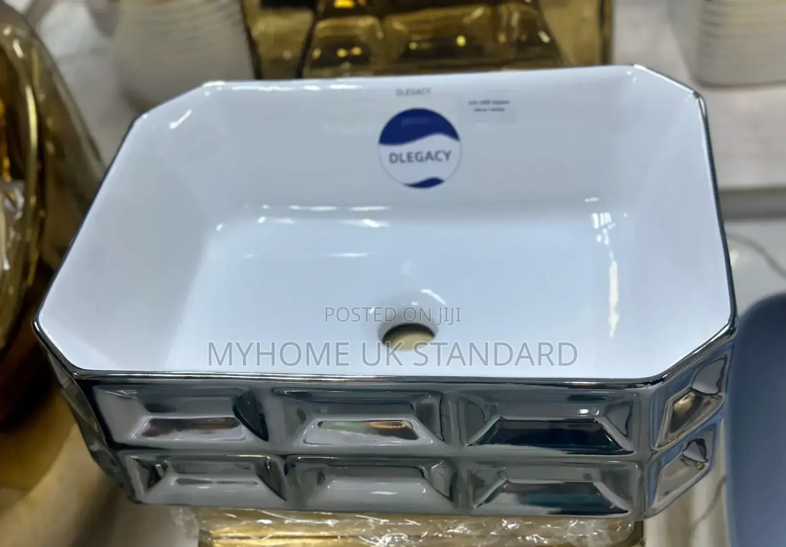 Saffron White and Silver Table Top Art Basin