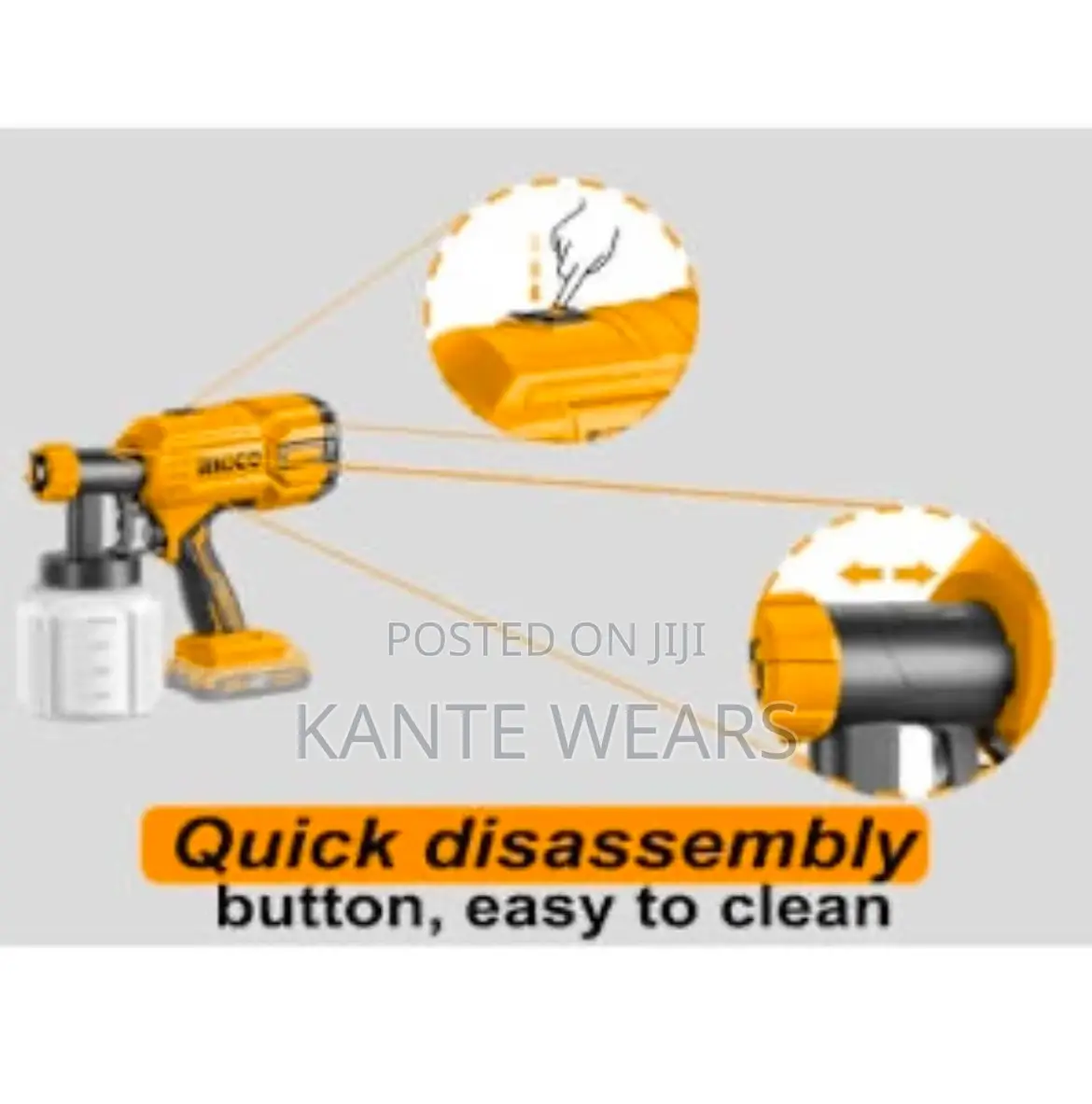 Ingco Cordless Paint Spray Gun With Battery and Charger- 20v