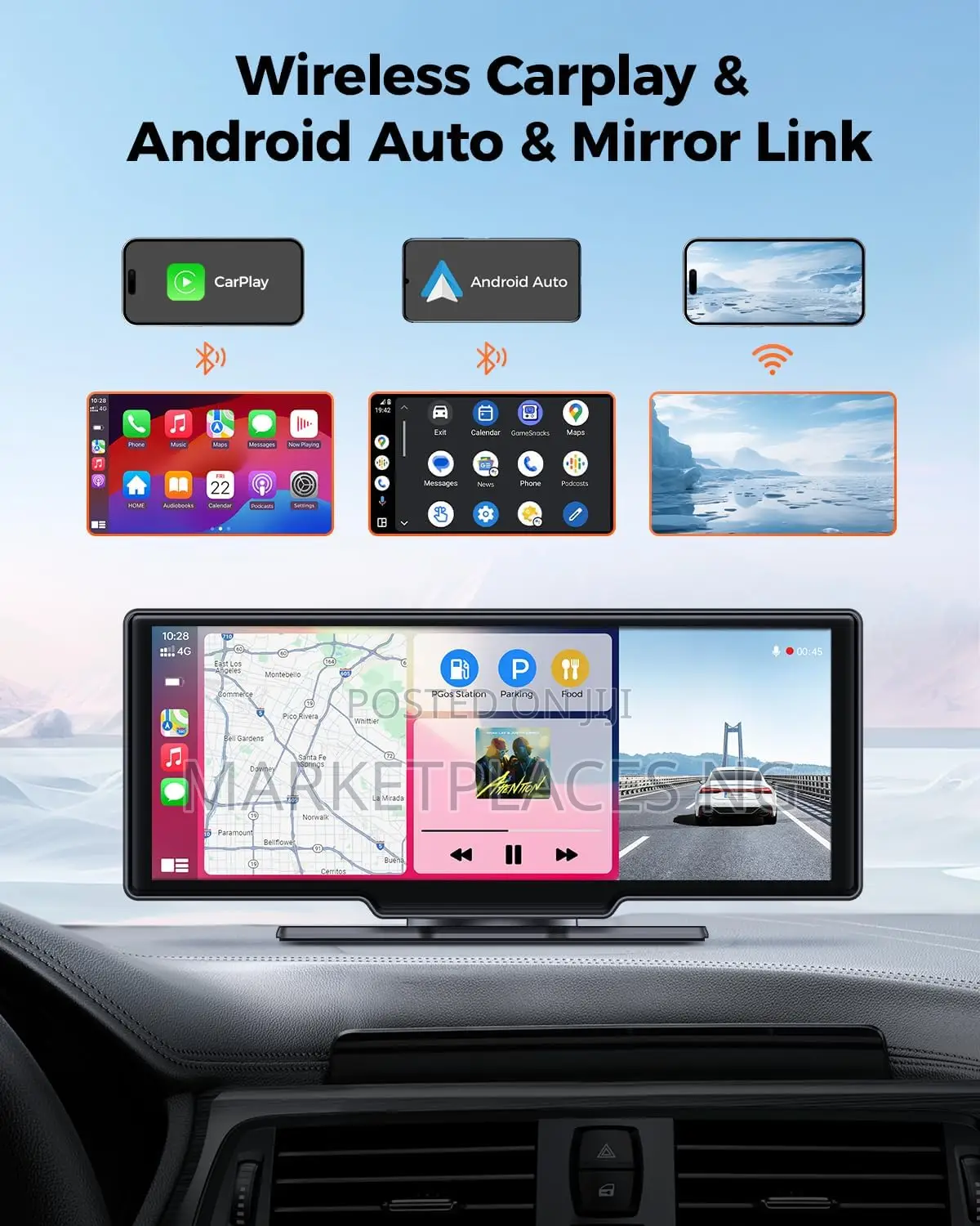 Wireless Carplay Android Auto Car Stereo With Dash Cam