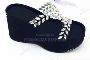Ladies Rhinestone Wedge Slippers