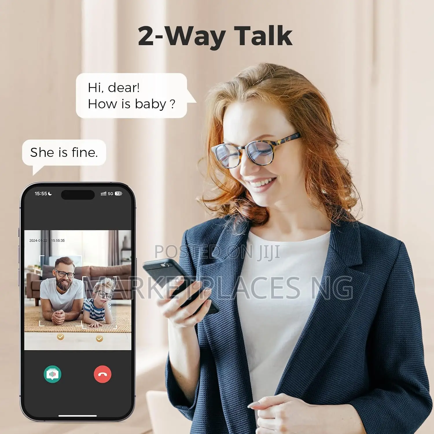 1080p Wifi Baby Monitor With App, 355° Pan Night Vision