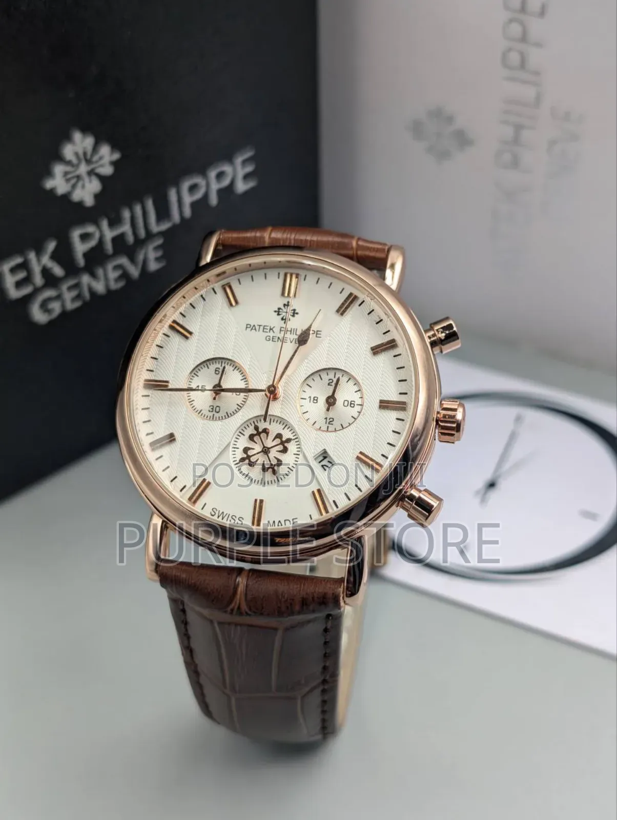 Functional Chronograph Patek Philippe Men's Leather Watch