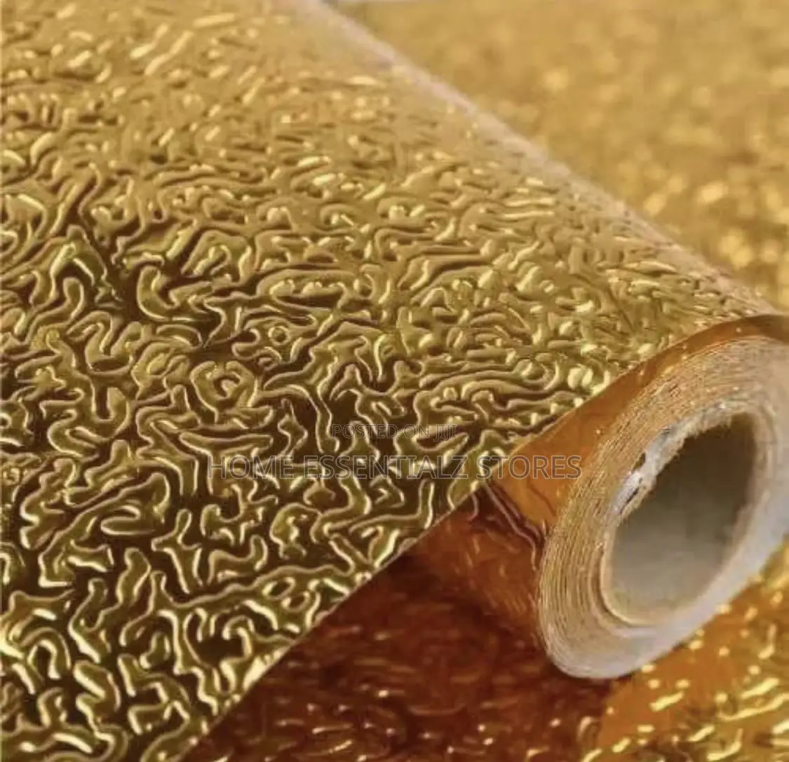 10m Gold Kitchen Self Adhesive Cabinet Covers - Kitchen Wallpaper
