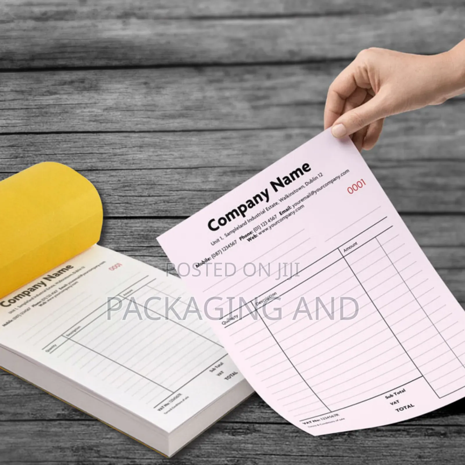 Custom Printed Receipt Book for Restaurant