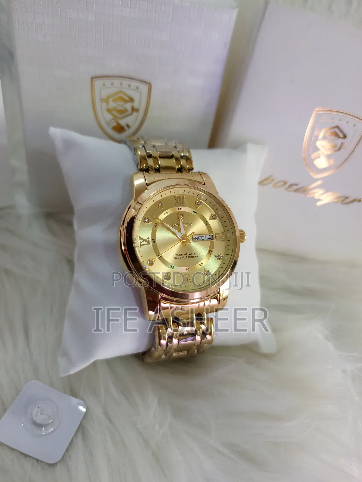 Water Resistant Poedagar Men's Gold Chain Wrist Watch