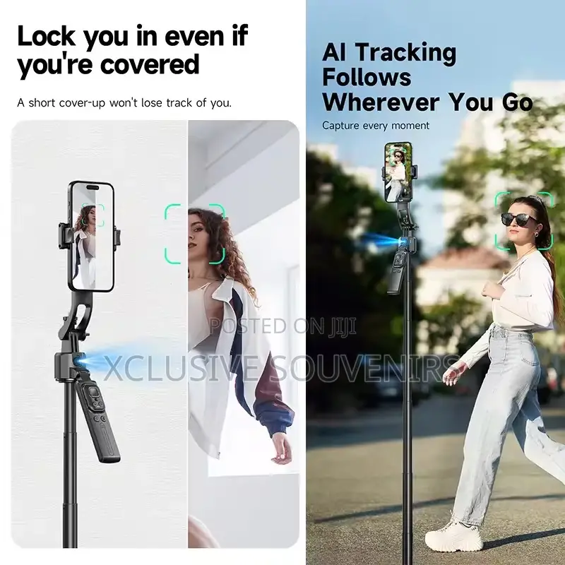 360 Degree Al Face Tracking Foldable Tripod Stand With Remot