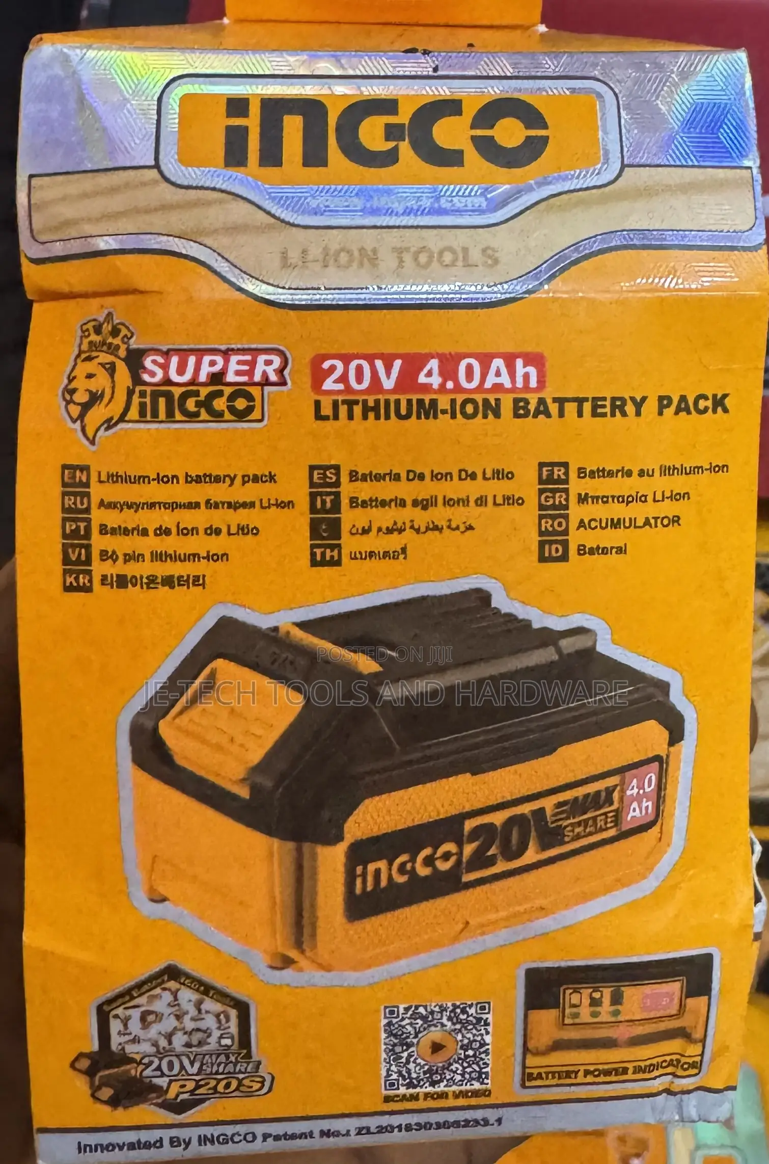 Ingco 20v 4.0ah Lithium-Ion Battery