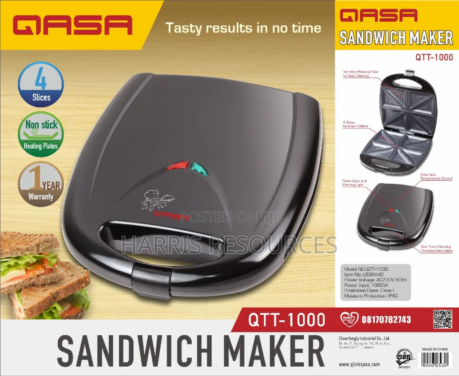 Large Electric 4 Slice Bread Toaster / Sandwich Maker