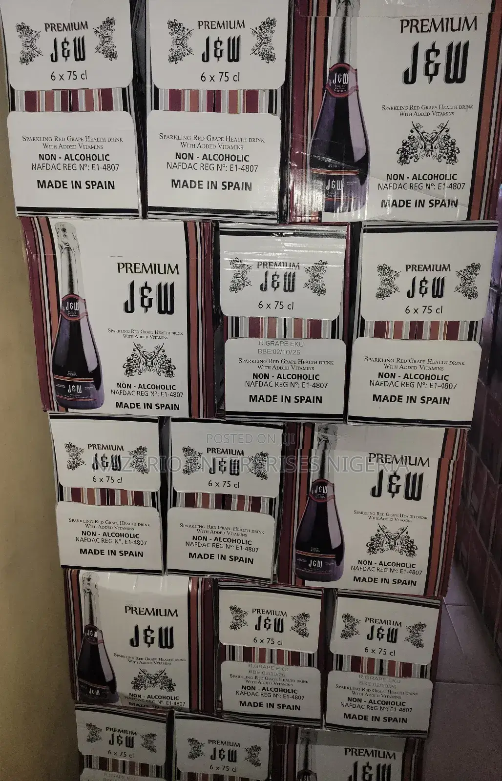 J W Premium Non-Alcoholic(Red Grape) 750ml–12 Bottles