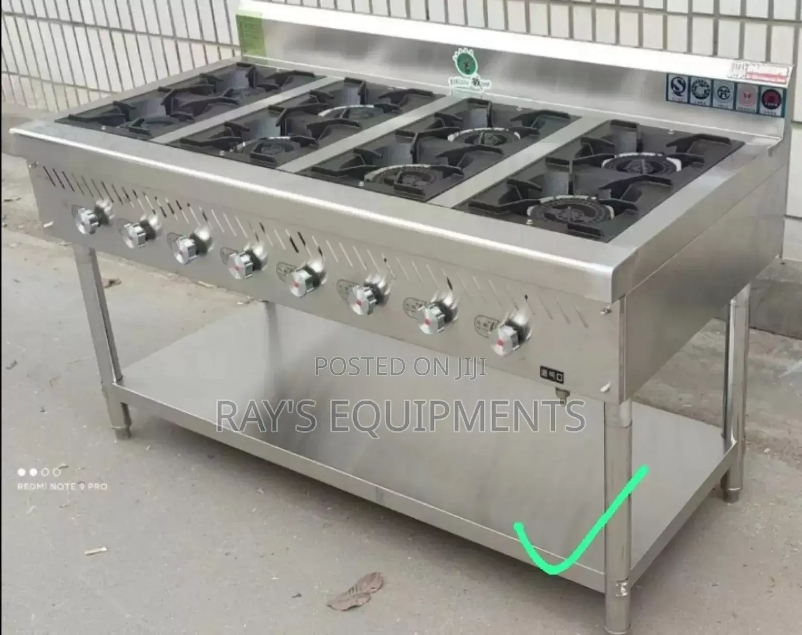 8 Burner Industrial Stainless Steel Gas Cooker