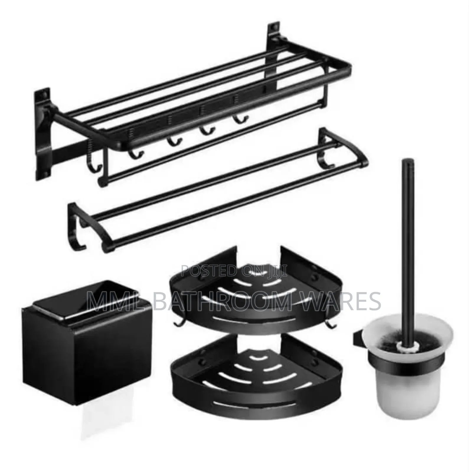 Matte Black Bathroom and Toilet Accessories Set