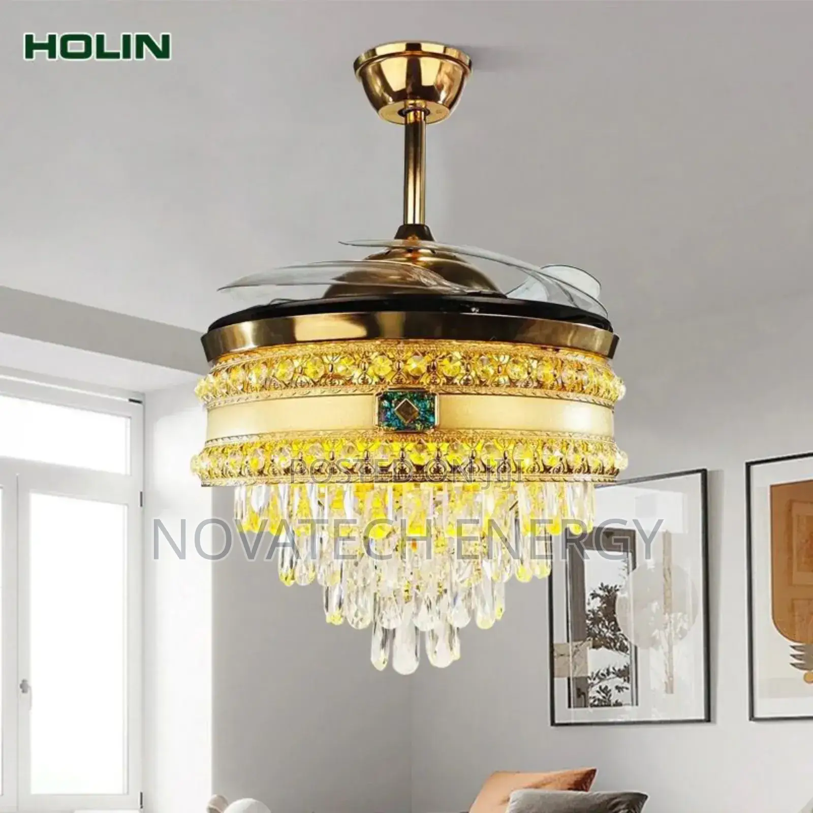 Item 3646 of Crystal Fan Chandelier Light