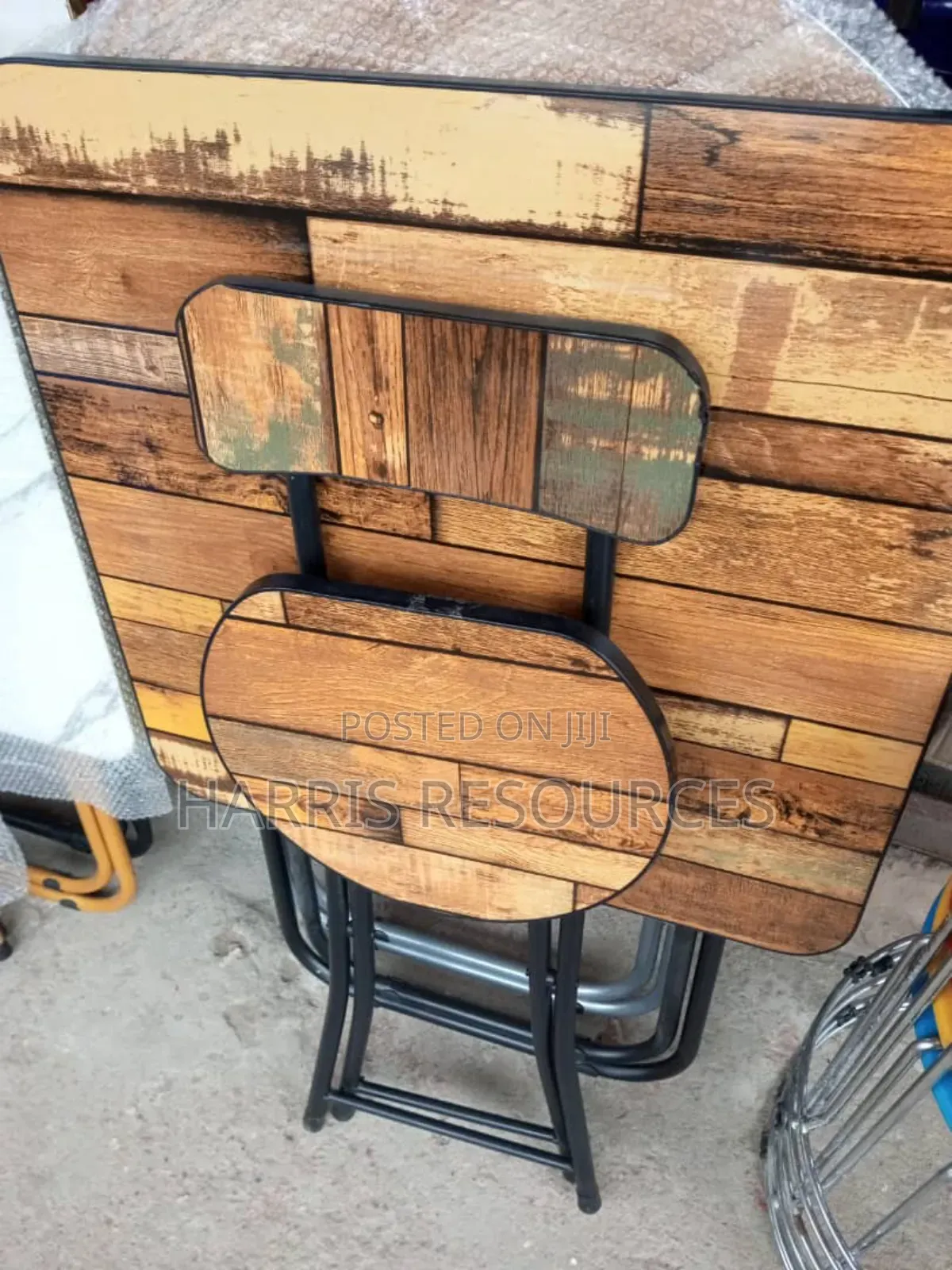 Foldable Wooden Table and Chair With Steel Stands