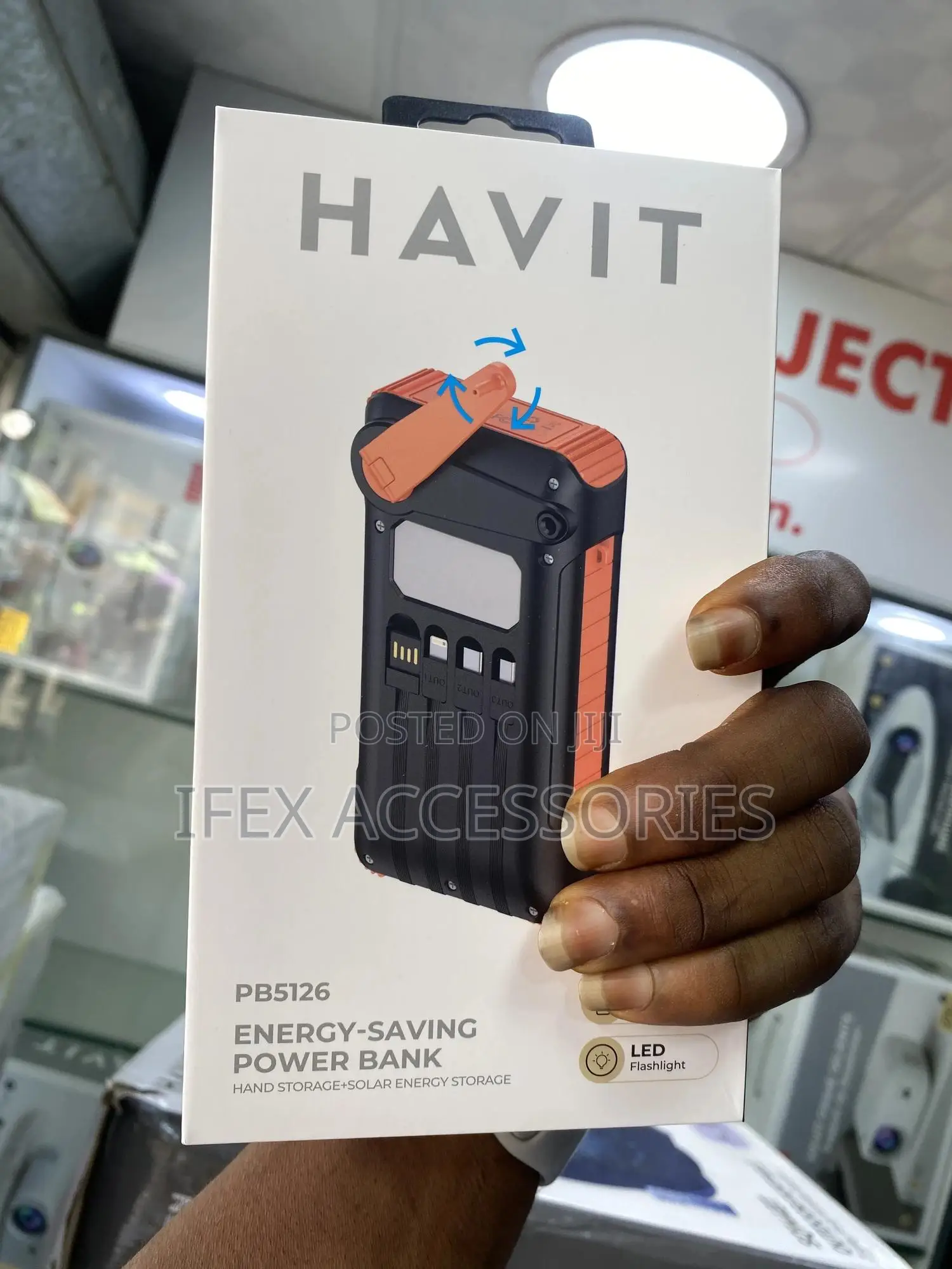 Havit 20000mah Solar-Powered Powerbank With Inbuilt Hand