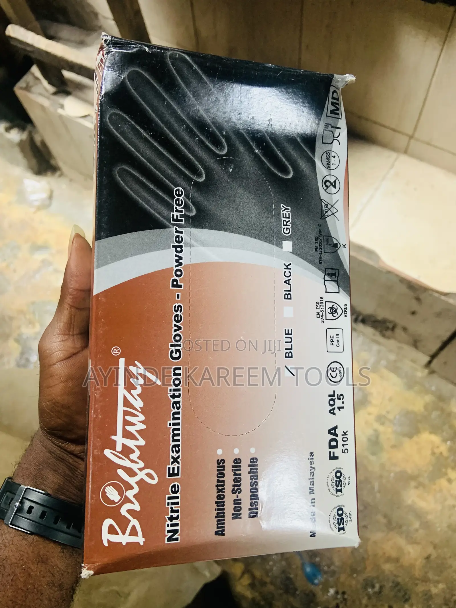 Black Nitrile Examination Gloves Powder Free(Black)(100pcs)