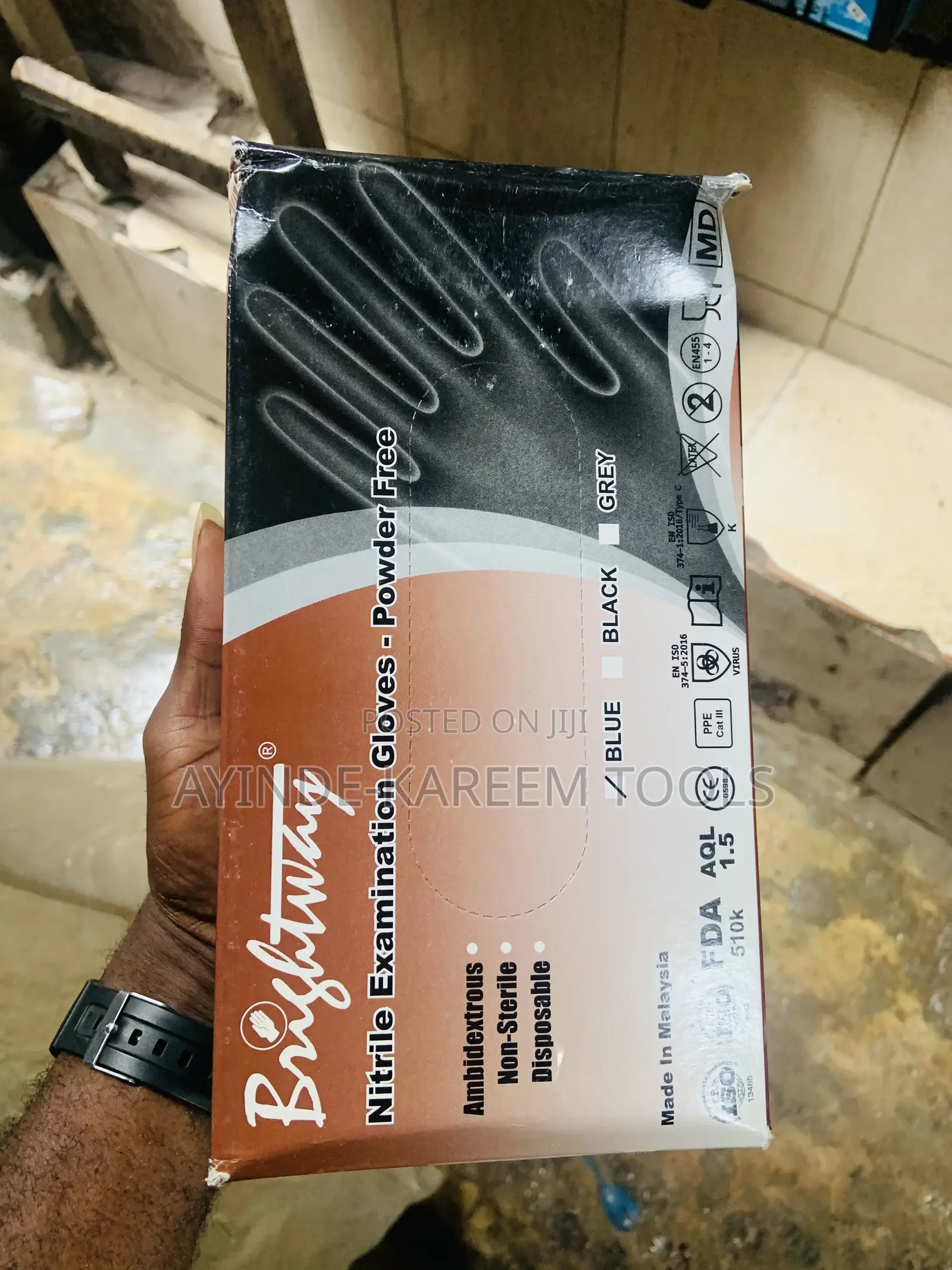 Black Nitrile Examination Gloves Powder Free(Black)(100pcs)