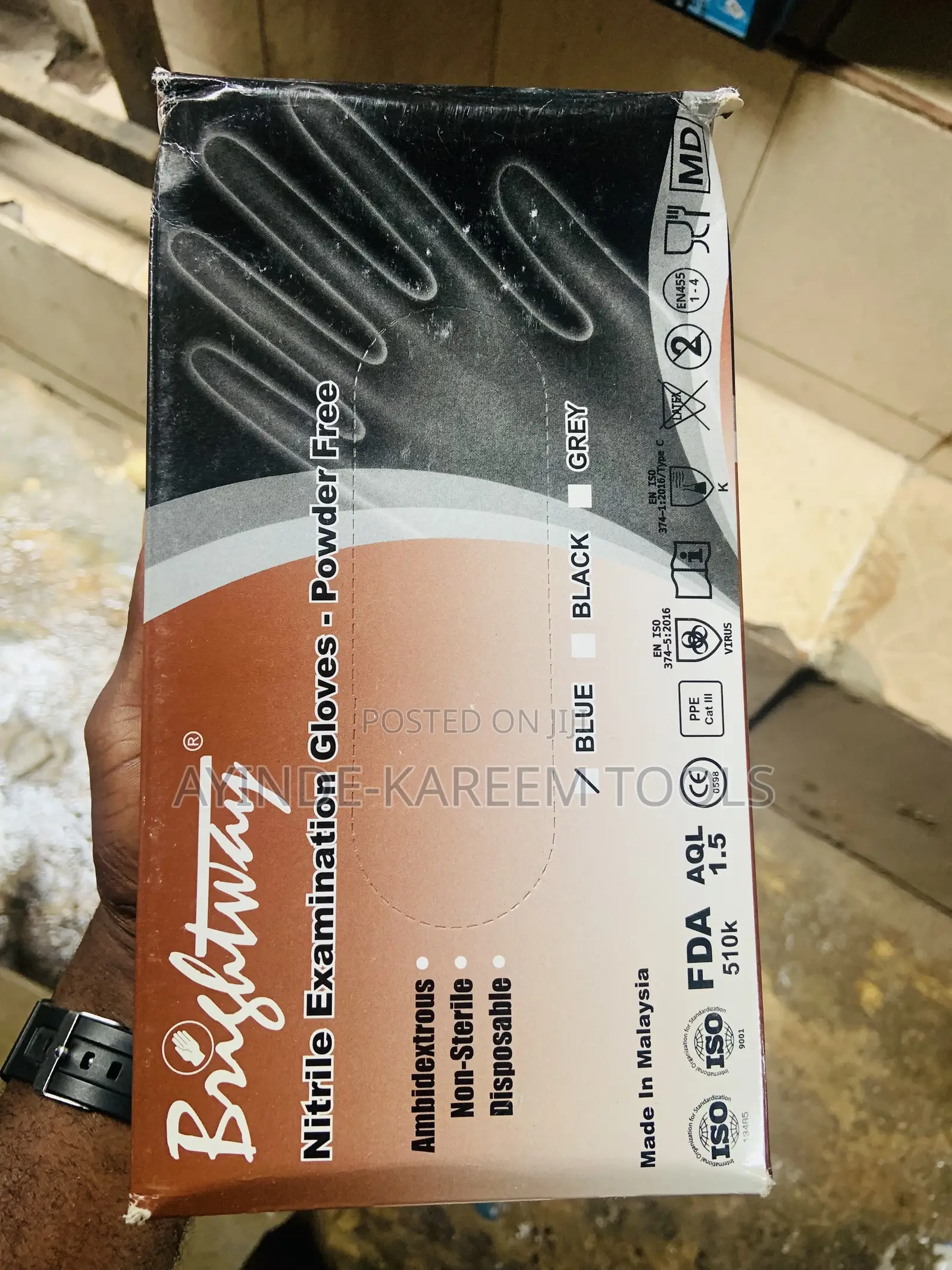 Black Nitrile Examination Gloves Powder Free(Black)(100pcs)