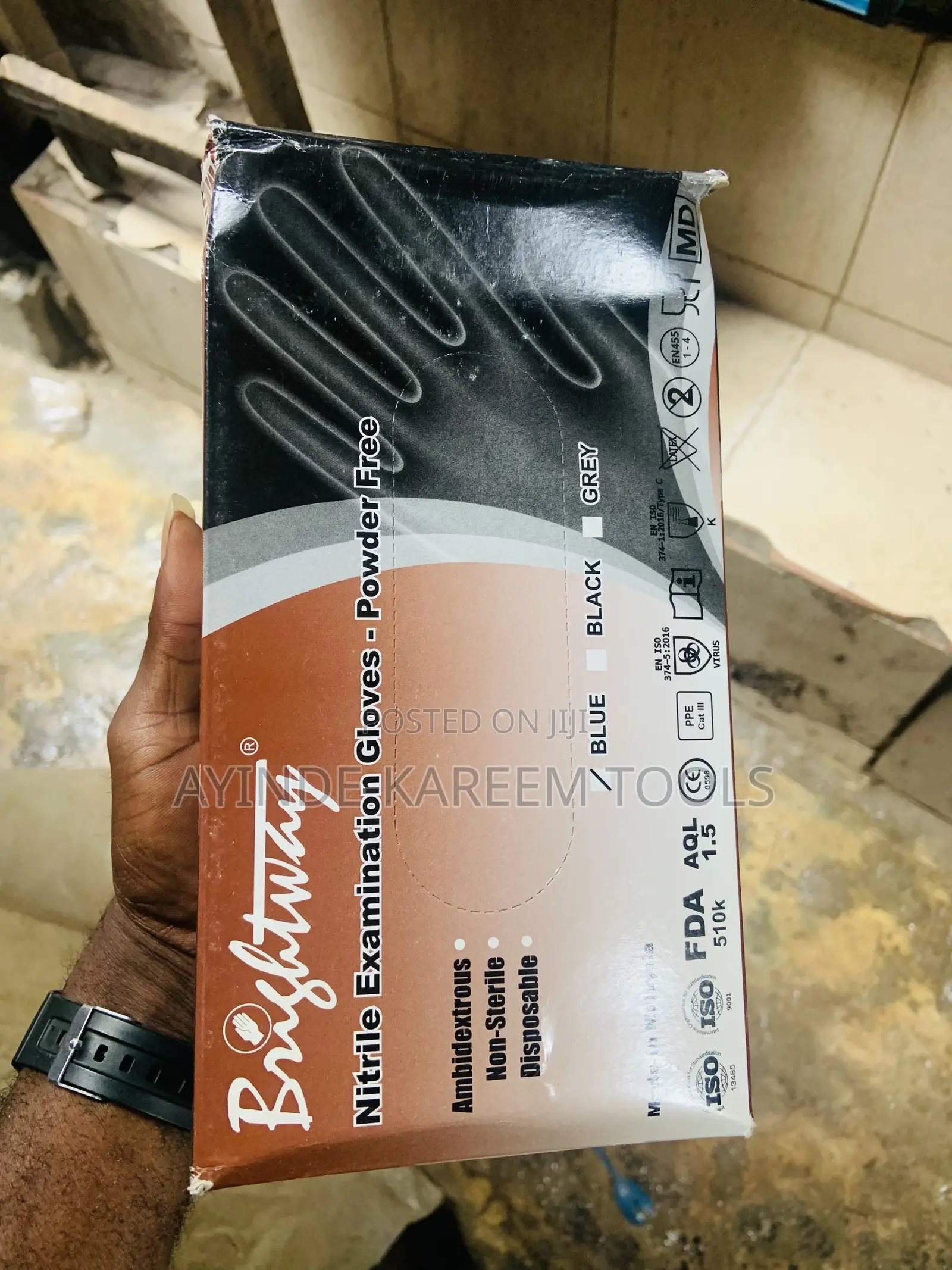 Black Nitrile Examination Gloves Powder Free(Black)(100pcs)