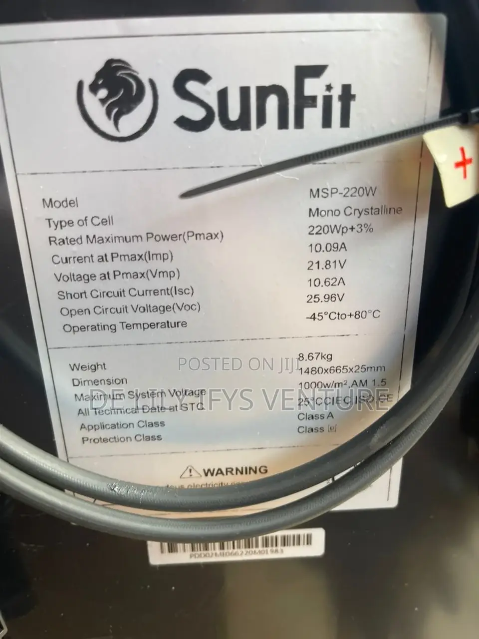 Sunfit Solar Panel 220w Mono