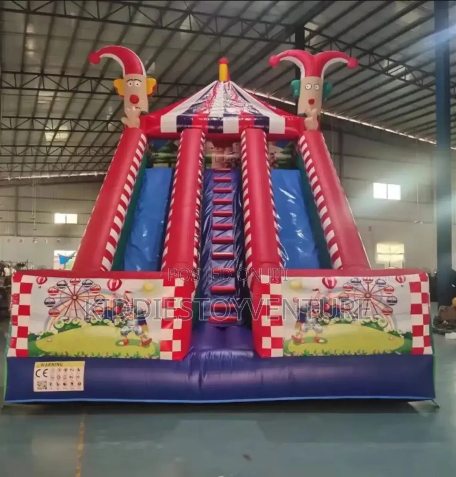 Inflatable Clown Dry Slide Jumping Pink Slide
