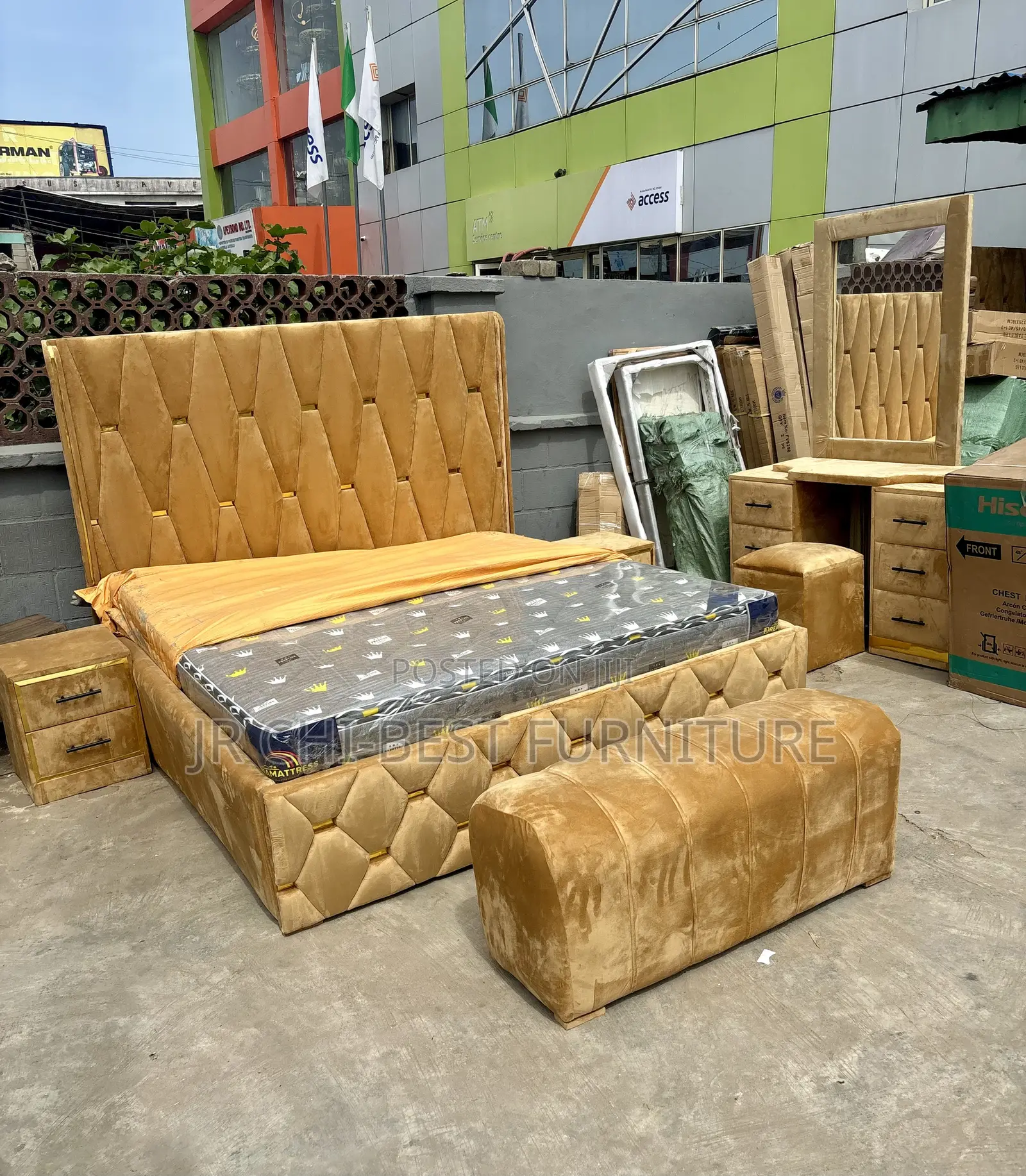 Padded HDF Upholstery Full Set of 6 by 6 Bed Frame