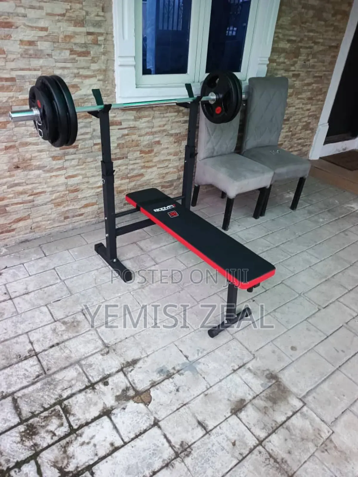 Adjustable Weight Bench, Olympic 50kg and Barbell Rod