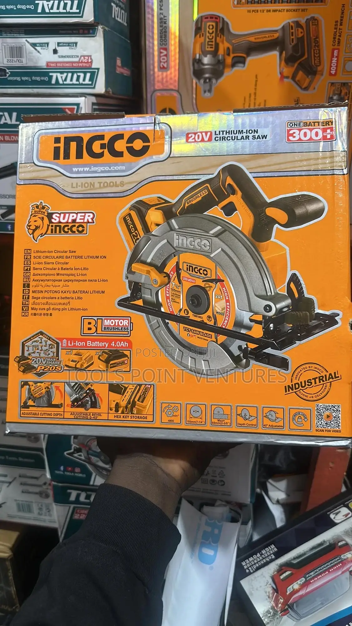 Ingco 20v Lithium-Ion Cordless Circular Saw 185mm