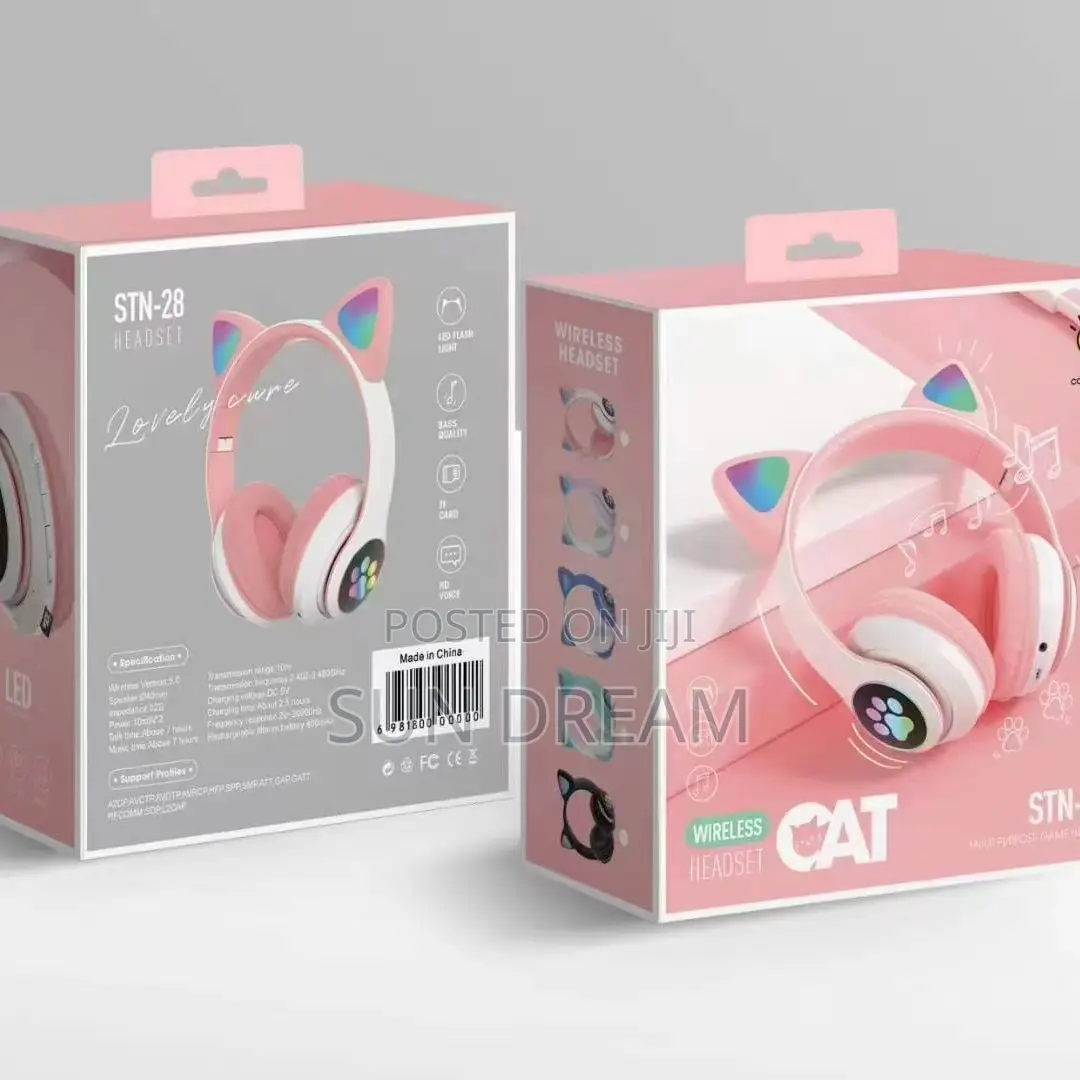 Cat Bluetooth Headphones Wireless Headset Kid Birthday Gift