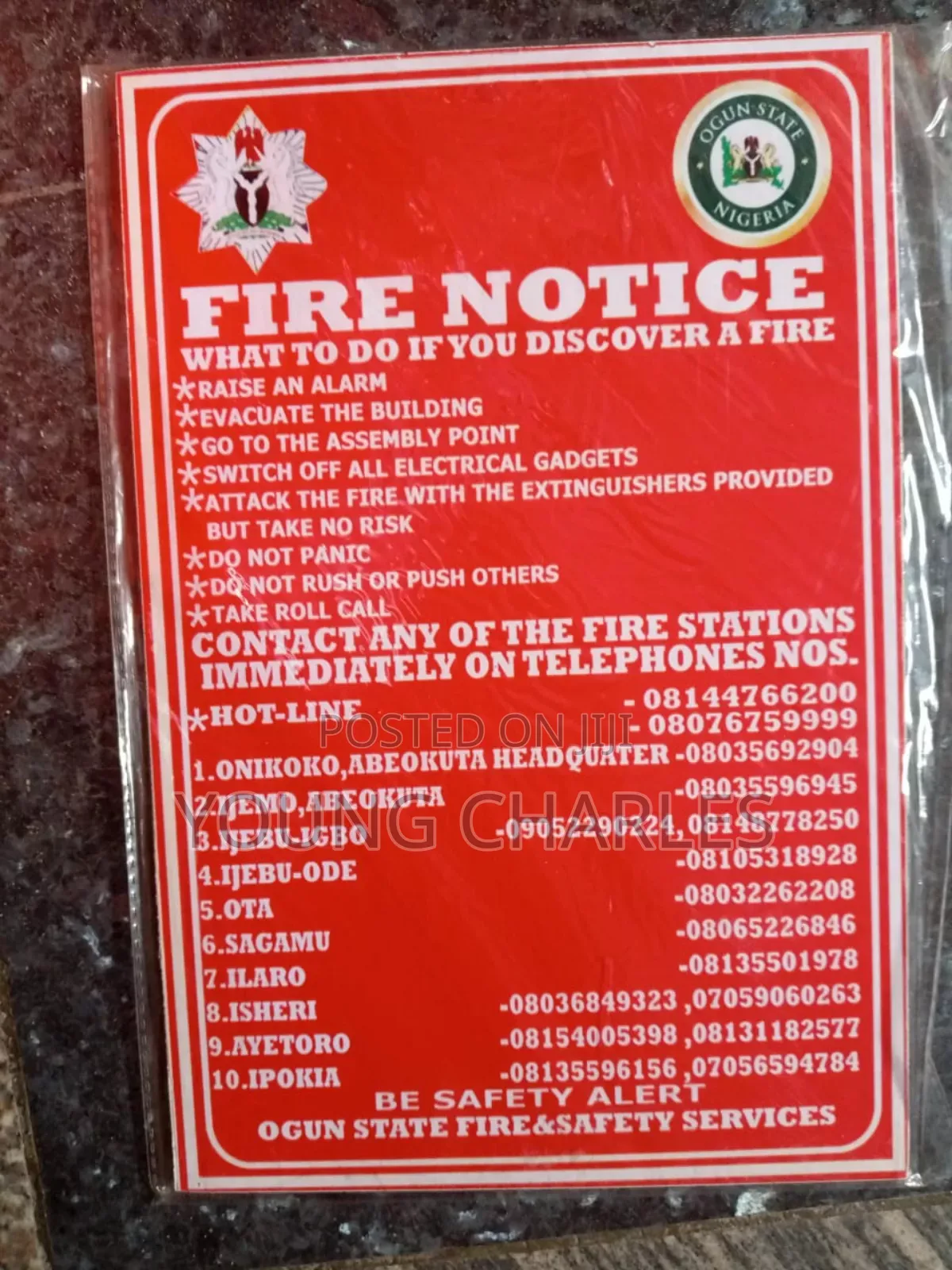 Ogun State Fire Notice