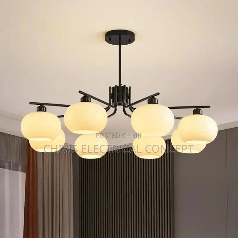 Modern Real Copper Glass Ball Ceiling Chandelier Living Room