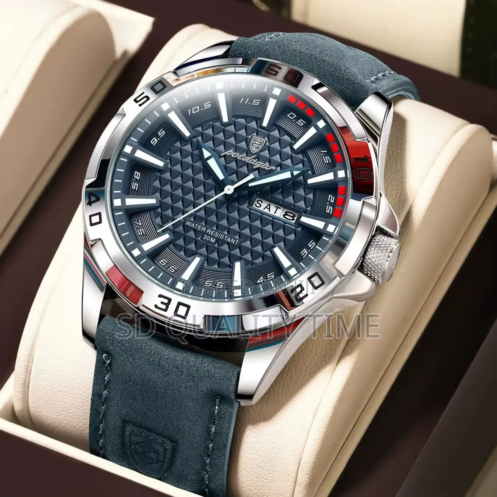 Poedagar Leather Watch With Sapphire Glass