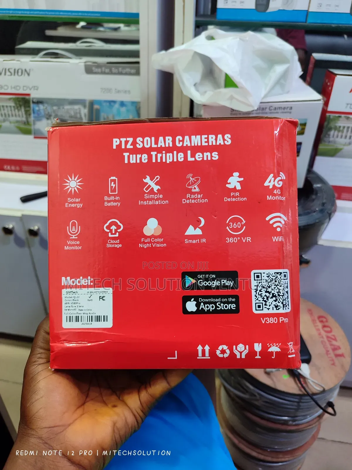 V380 Pro Ultra Hd Triple Lens PTZ Solar Camera.