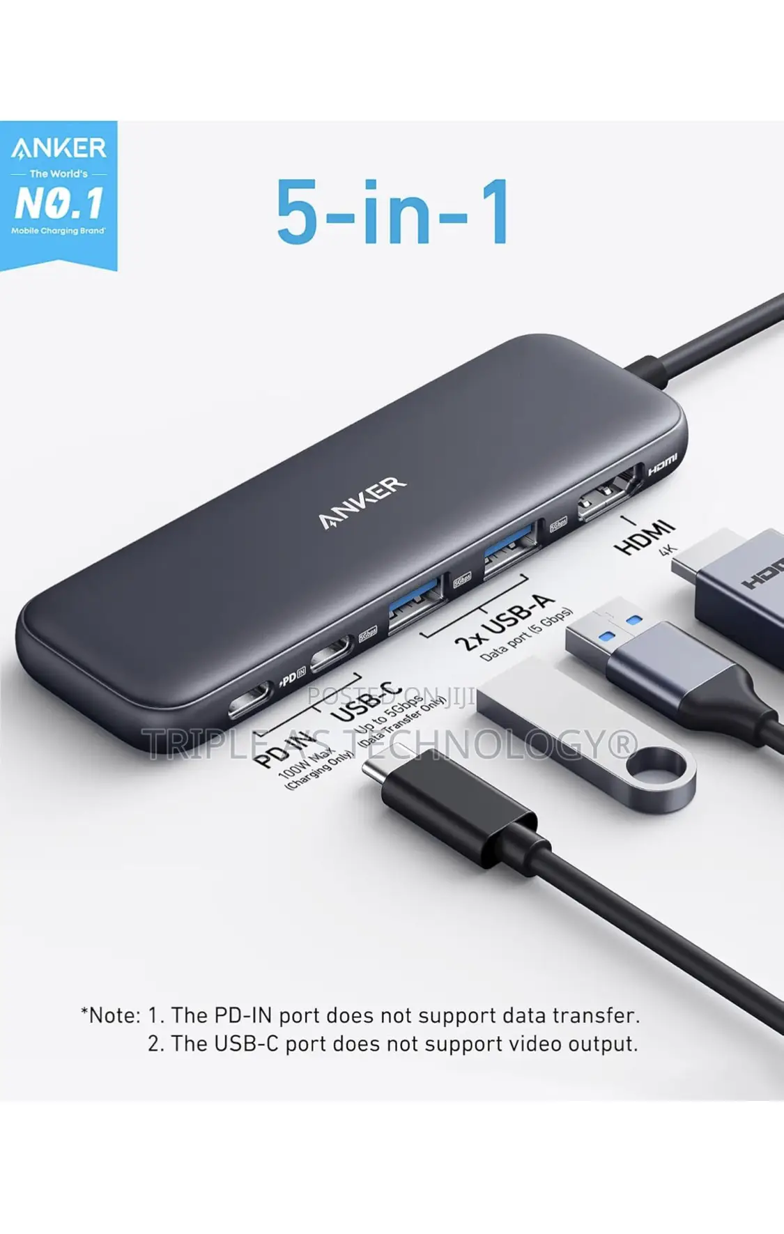 New Anker 332 USB C Hub, 5-in-1 Usbc to Hdmi Splitter With Display