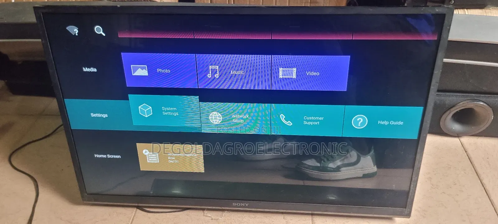 Sony 32" Smart Television With Remote and Power Adaptor