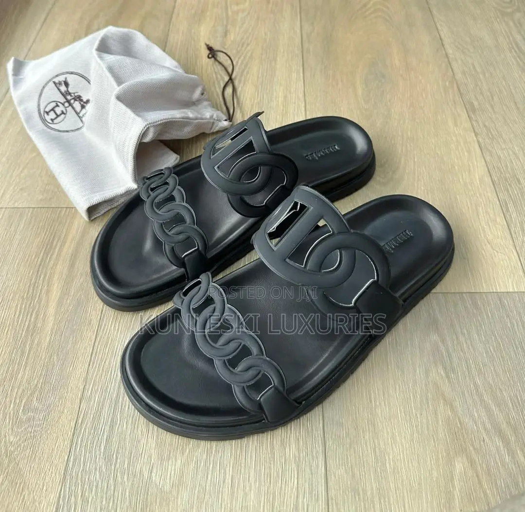 Original Hermes Design Leather Slippers