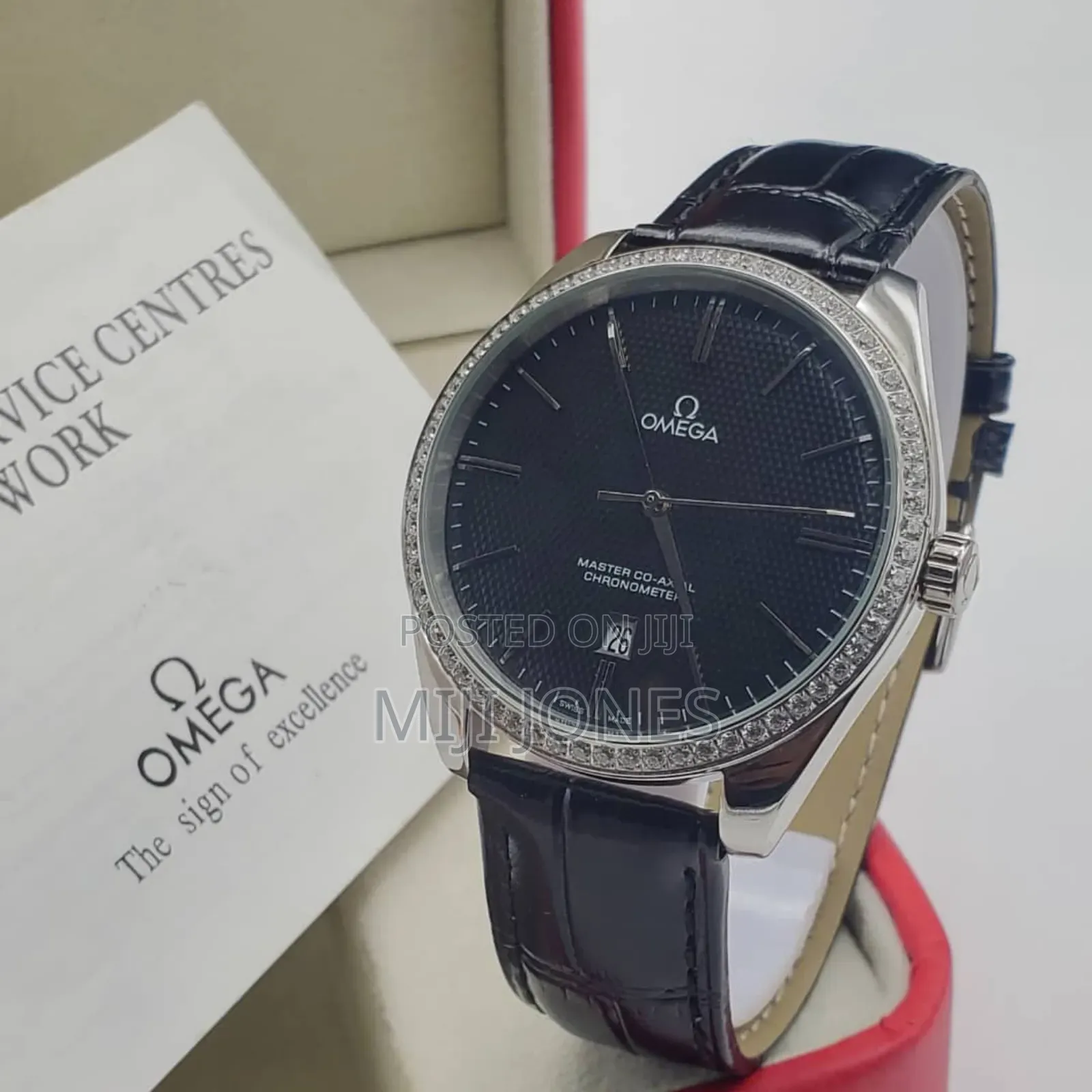 "Omega-inspired Men's Leather Watch"