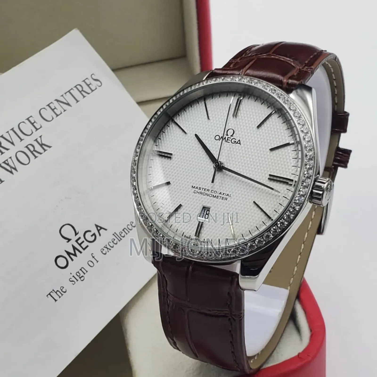 "Omega-inspired Men's Leather Watch"