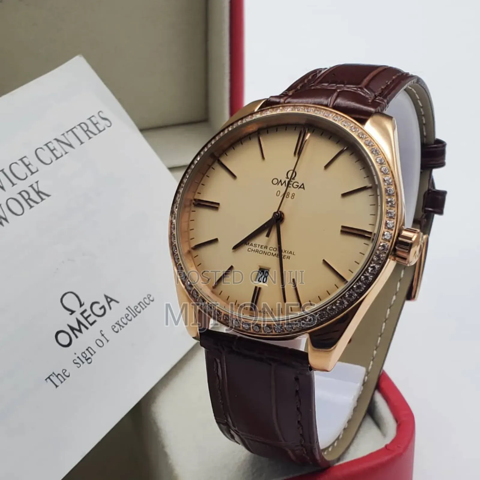 "Omega-inspired Men's Leather Watch"