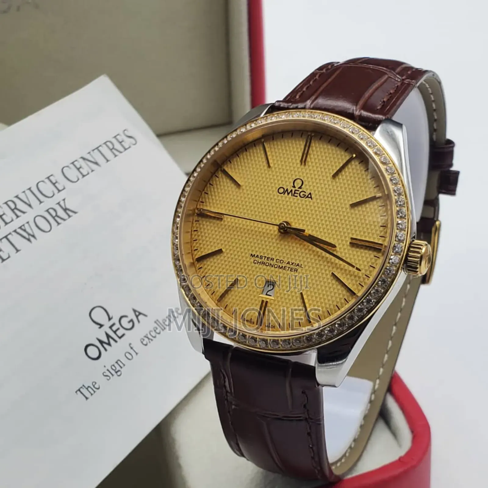 "Omega-inspired Men's Leather Watch"
