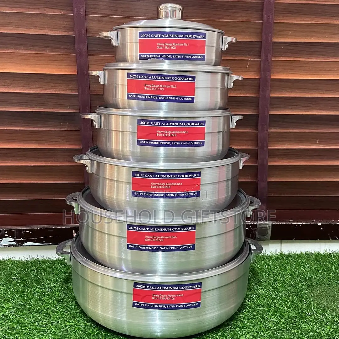 7pcs Polished Big Size Aluminum Pot Set