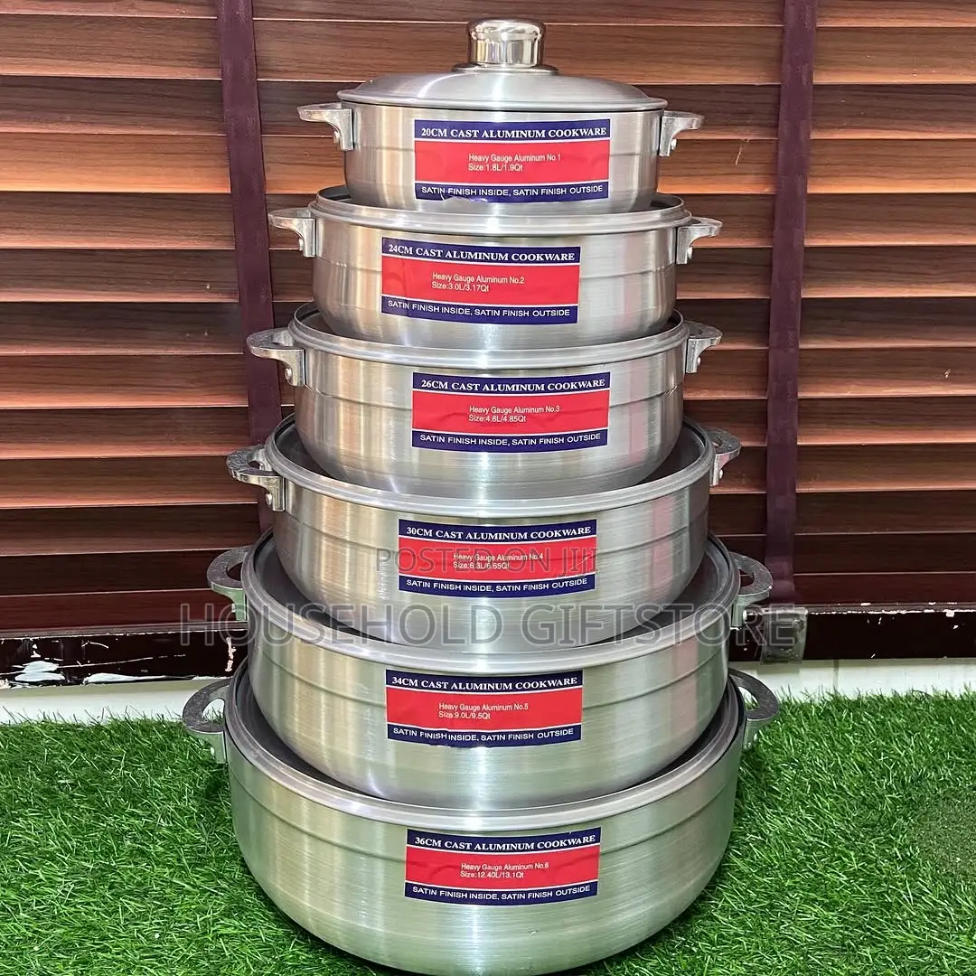 7pcs Polished Big Size Aluminum Pot Set