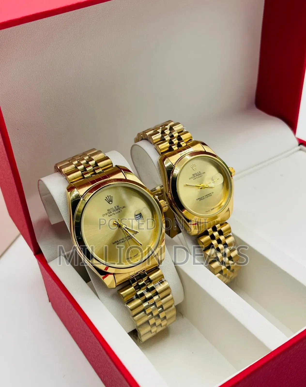 2 His N Hers Pieces Polished Steel Rolex Wrist Watches
