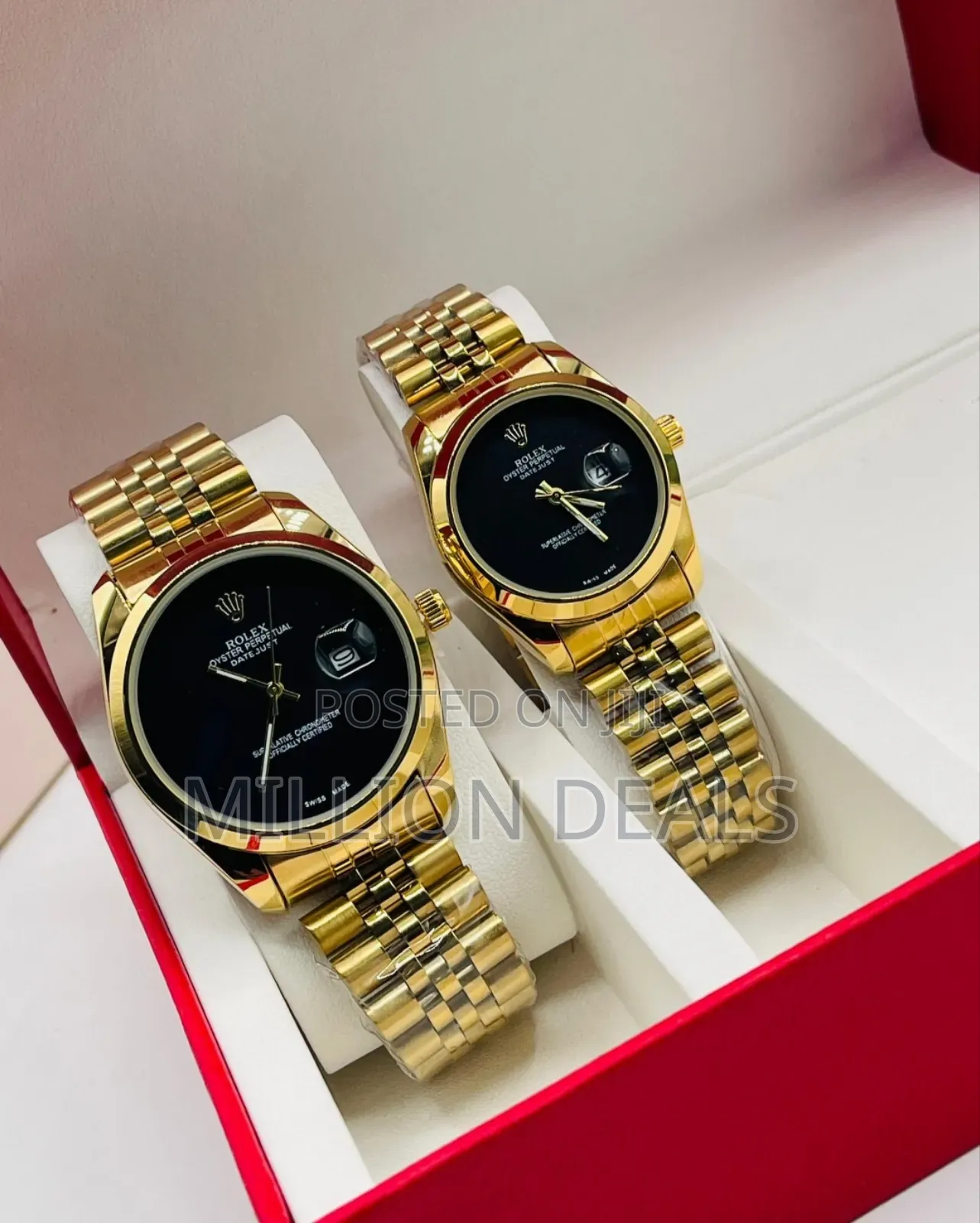 2 His N Hers Pieces Polished Steel Rolex Wrist Watches
