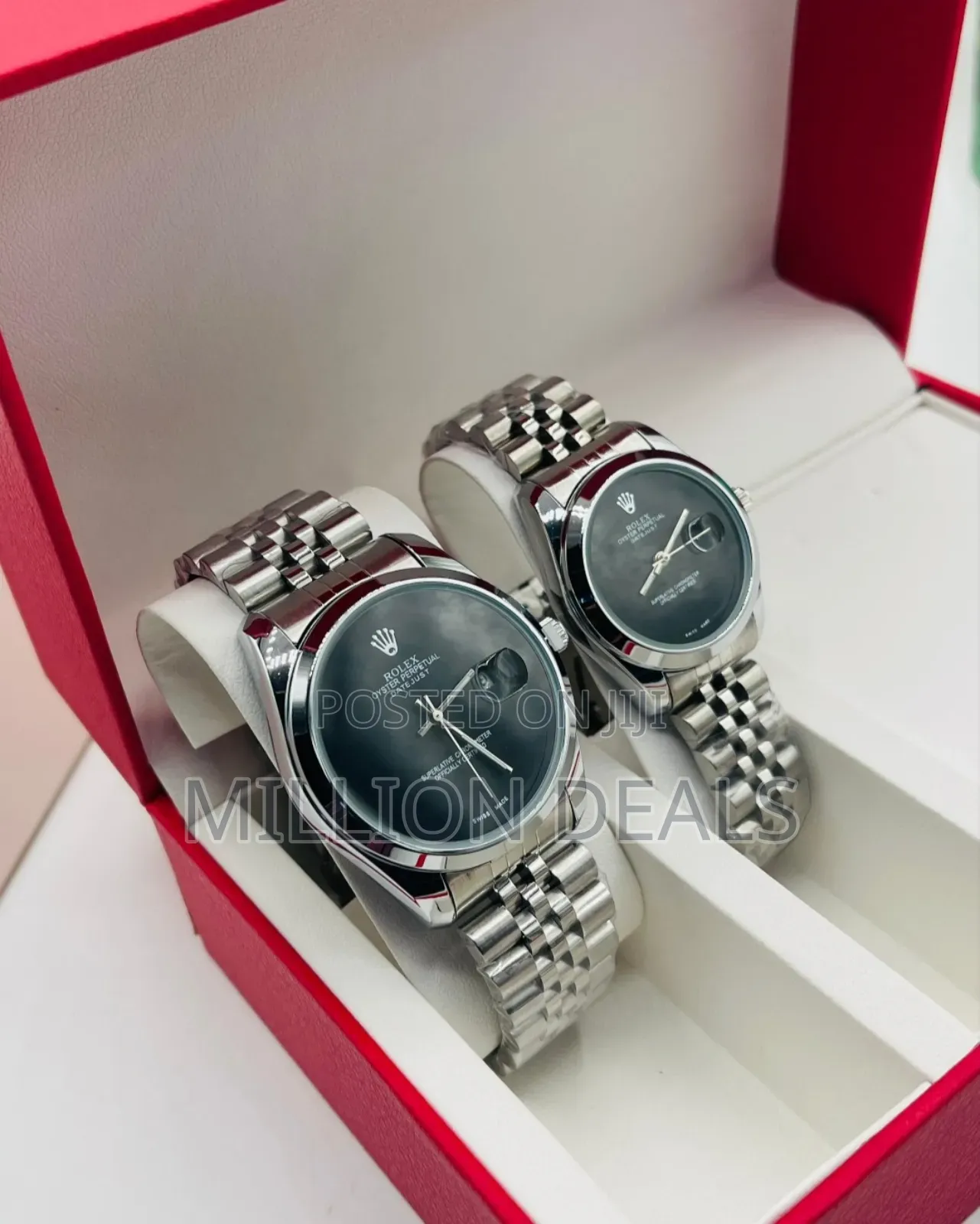 2 His N Hers Pieces Polished Steel Rolex Wrist Watches