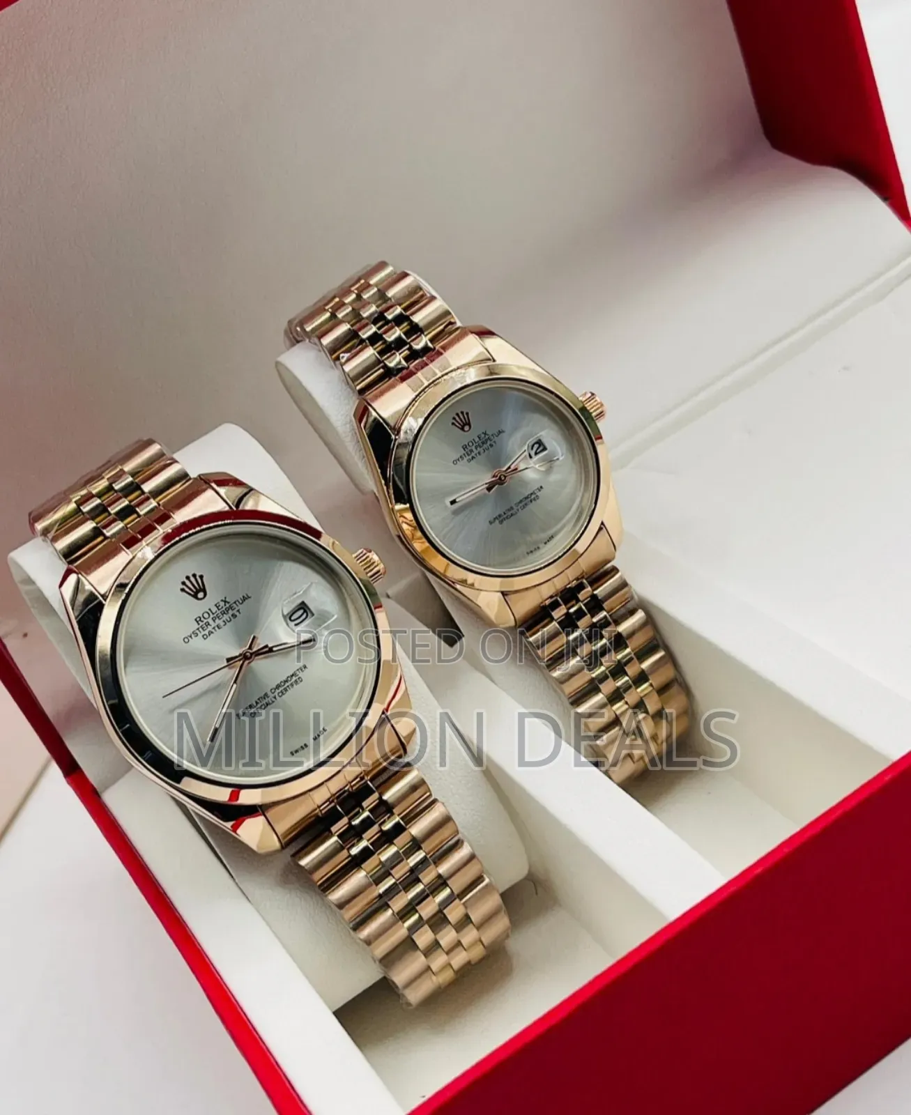 2 His N Hers Pieces Polished Steel Rolex Wrist Watches