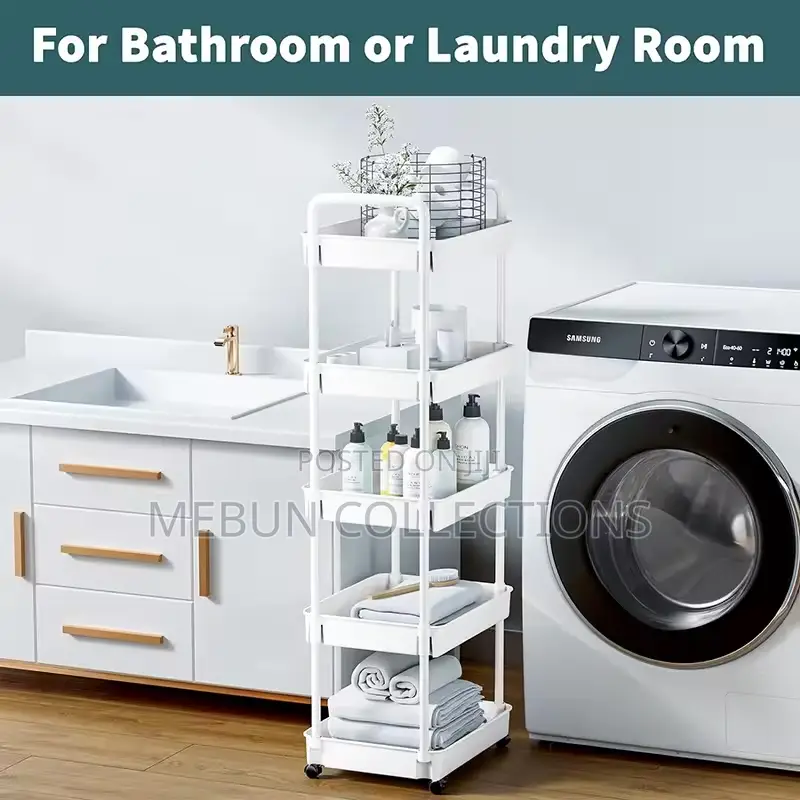 5 Tiers Trolley Organizer Auxiliary Rolling Cart With Wheels