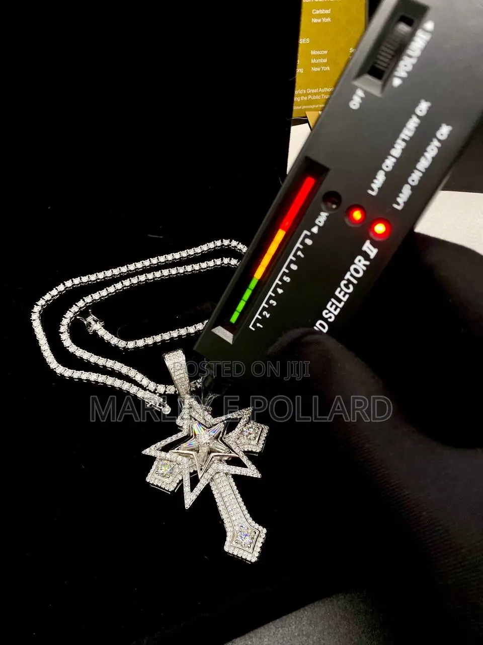 Baguette Star Cross Vvs1 Moissanite Sterling Silver Chain