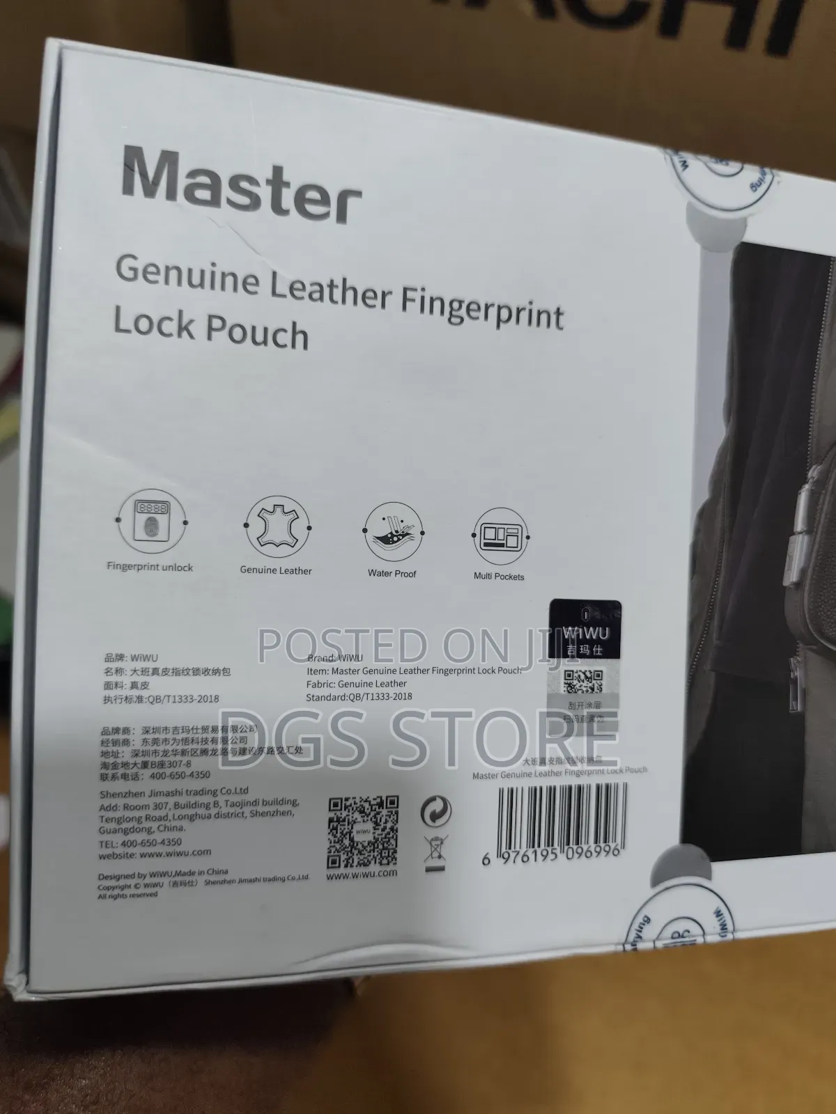 Wiwu Master Genuine Leather Fingerprint Lock Pouch  Case