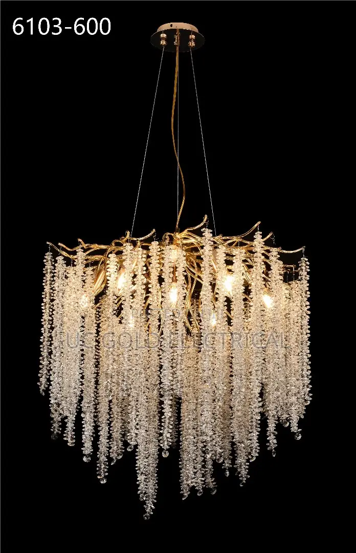 Round Gold Crystal Chandelier Lighting for Diningliving Room