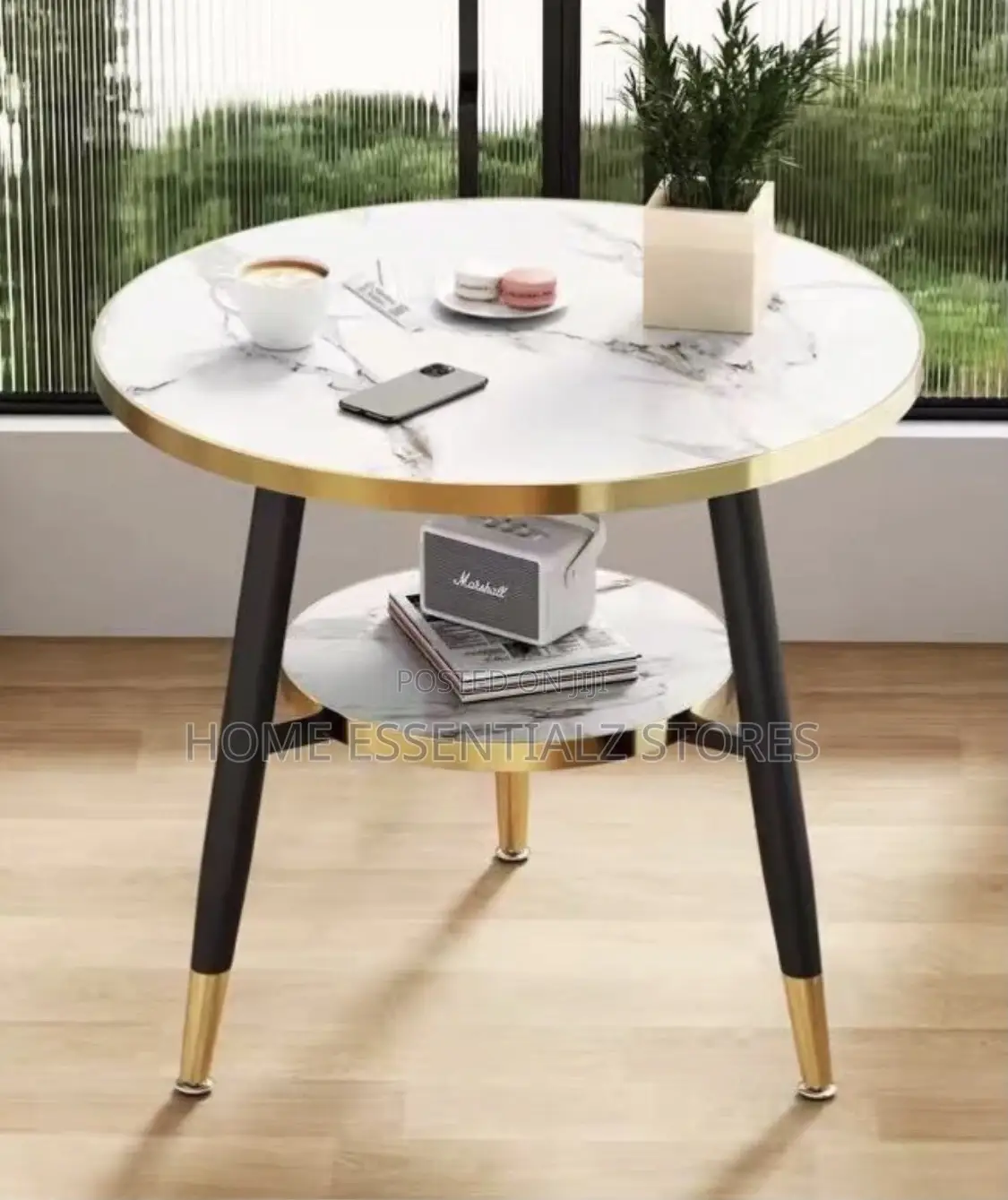 Luxury 2 Tired Marble Side Stool - Side Table